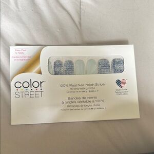 Color Street Blue and White Nail Strips Blue Jean Baby
